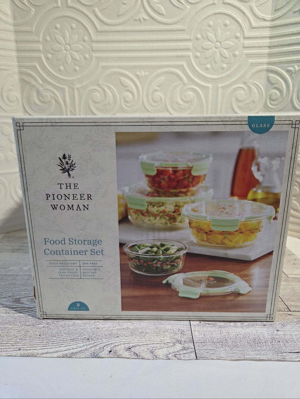 The Pioneer Woman Food Storage Container Set Painted Meadow with Mint Green Lids